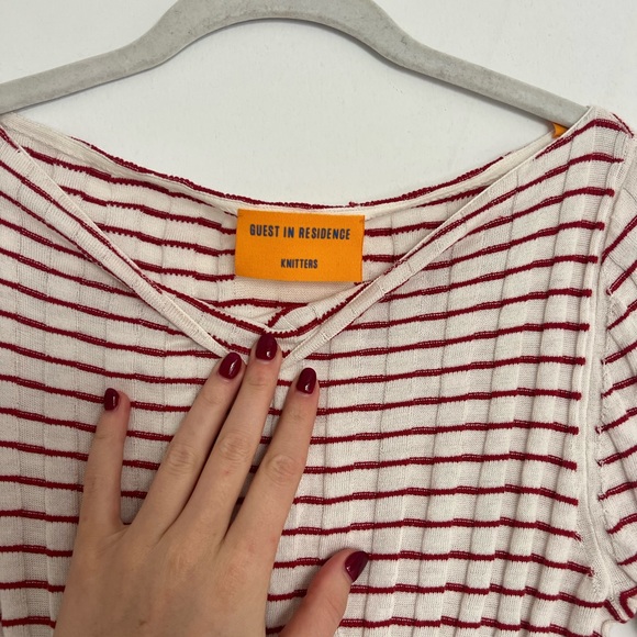 Guest In Residence Stripe Rib Dress in Cream & Rust - Picture 4 of 8